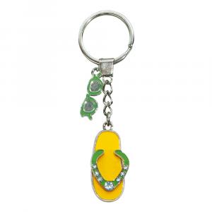 Schlüsselanhänger Flip-Flop/Sonnebrille, Gelb/Grün