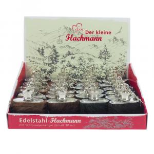 Box Edelstahl Mini-Flachmann, Kuhfell, 1 oz