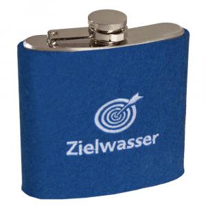 Edelstahl Flachmann Zielwasser, Blau/Weiß, 6 oz