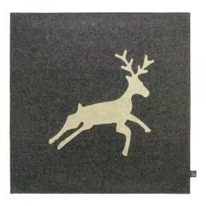 Filz Kissen Hirsch, Grau/Beige, 40 x 40 cm