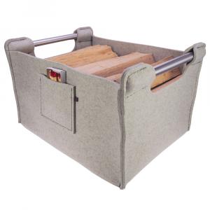 Holzkorb Filz, Beige, Large