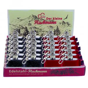 Box Edelstahl Mini-Flachmann, Wollfilz, Grau, Rot, 1 oz