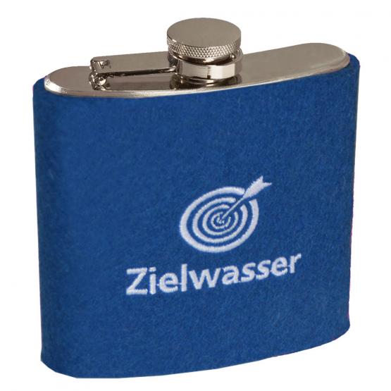 Edelstahl Flachmann Zielwasser, Blau/Weiß, 6 oz 