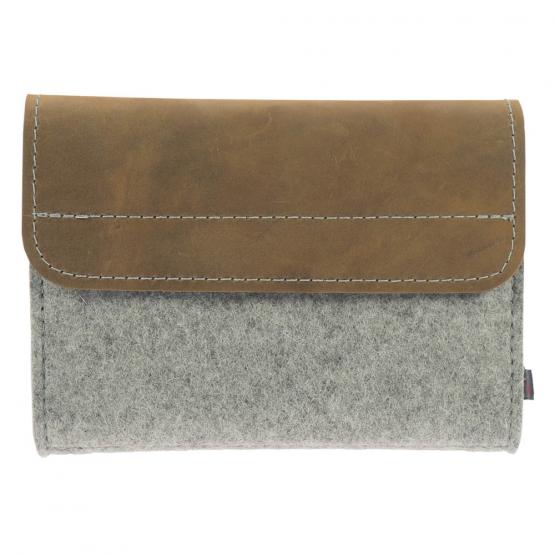Taschenapotheke Globuli, Filz/Leder, 64 Schlaufen, Hellgrau/Braun 