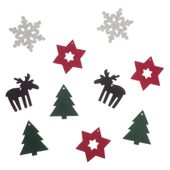 Weihnachtsdeko-Set Filz, Bunt, 10-teilig 